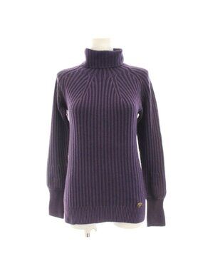 Gucci Knit Sweater Long Sleeve Striped Turtleneck Cashmere S Purple
